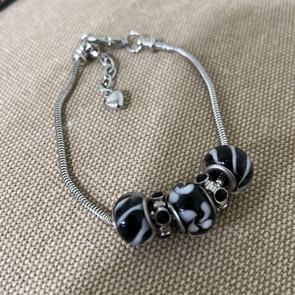 Black & Silver Tone Charming Bracelet Handcrafted by Me - Picture 7 of 7